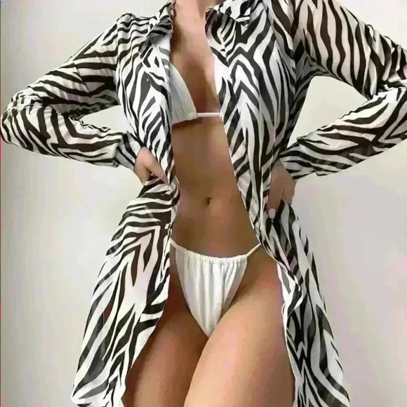 SHEIN Other - 3packs halter triangle thong bikini swimsuit & kimono